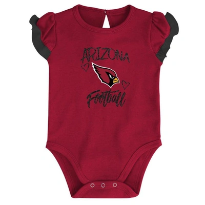 Shop Outerstuff Newborn & Infant Cardinal/black Arizona Cardinals Too Much Love Two-piece Bodysuit Set