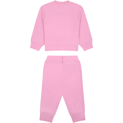 Shop Msgm Pink Set For Baby Girl With Logo