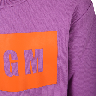 Shop Msgm Fuchsia Sweatshirt For Kids With Logo