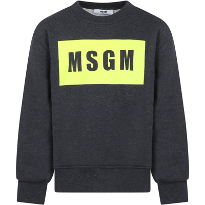 Shop Msgm Grey Sweatshirt For Kids With Logo