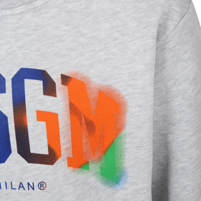 Shop Msgm Grey Sweatshirt For Boy With Logo