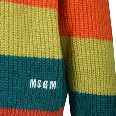 Msgm Stripe-pattern Colour-block Jumper In Multicolor