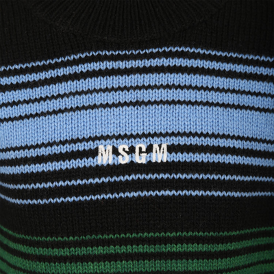 MSGM MULTICOLORED SWEATER FOR BOY WITH LOGO 