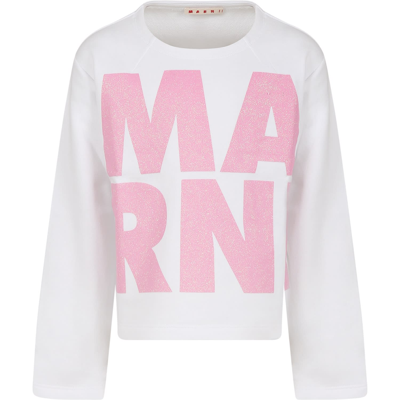 Shop Marni White Sweatshirt For Girl With Logo