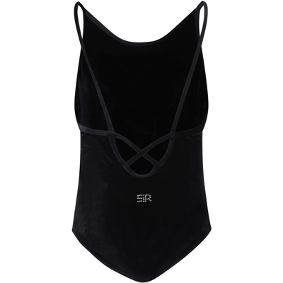 Shop Rykiel Enfant Black Swimsuit For Girl With Logo