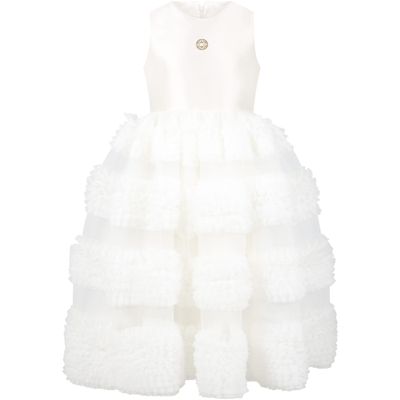 Shop Elie Saab White Dress For Girl With Logo