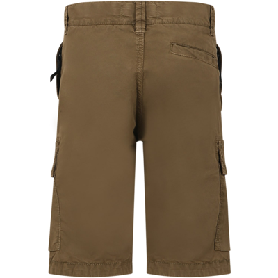Shop Stone Island Junior Green Shorts For Boy With Iconic Compass