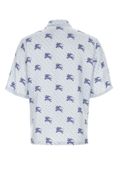 Shop Burberry Printed Satin Pyjama Shirt In Blue