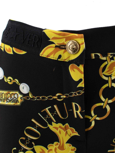 Shop Versace Jeans Couture Chain Couture Printed Cropped Trousers In Black