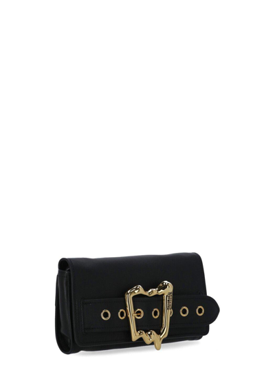 Shop Moschino Logo-engraved Buckle Detailed Crossbody Bag In Black