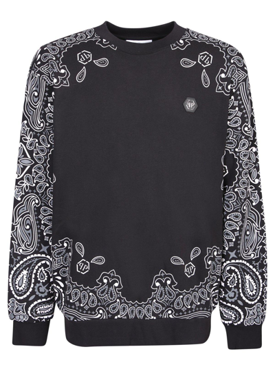Shop Philipp Plein Bandana-print Crewneck Sweatshirt In Black