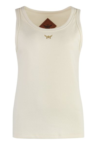 Shop Mcm Knitted Tank Top In Ivory