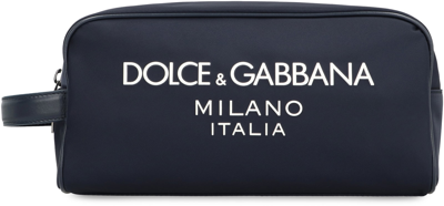Shop Dolce & Gabbana Nylon Wash Bag In Blue