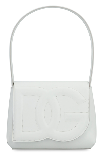 Shop Dolce & Gabbana Dg Logo Leather Shoulder Bag In White
