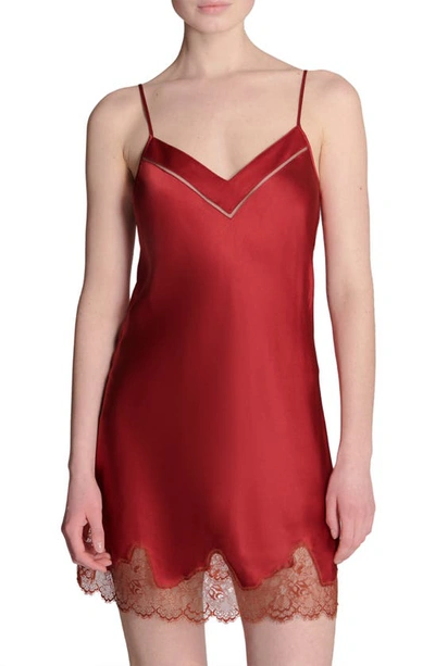 Shop Simone Perele Nocturne Lace Trim Nightgown In Tango Red