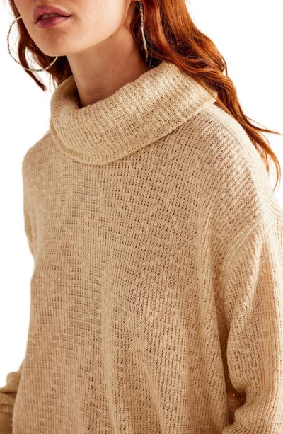 Shop Free People Tommy Oversize Turtleneck Sweater In Toasted Almond