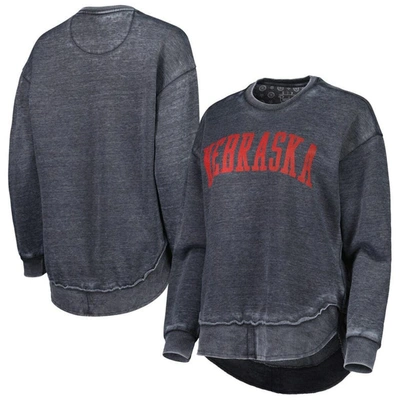 Pressbox Black Nebraska Huskers Vintage Wash Pullover Sweatshirt In Black