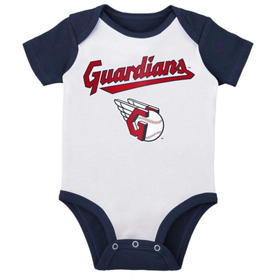 Shop Outerstuff Newborn & Infant White/heather Gray Cleveland Guardians Little Slugger Two-pack Bodysuit Set