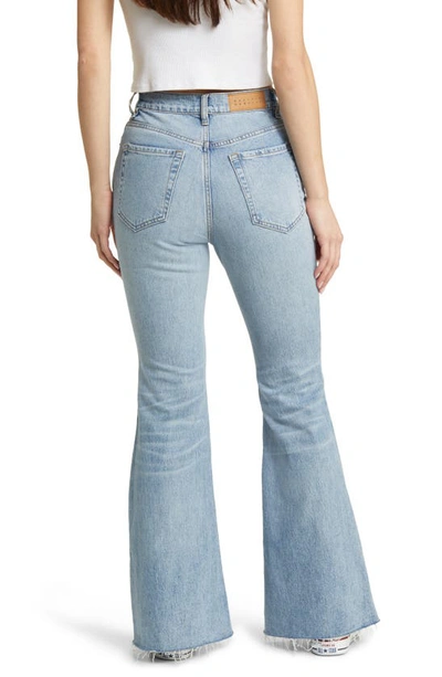 Shop Pacsun Naomi High Waist Raw Hem Wide Flare Leg Jeans In Medium Indigo