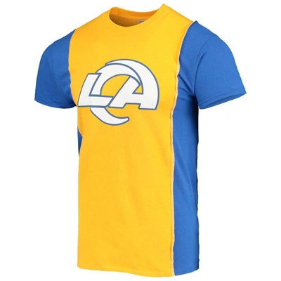 Shop Refried Apparel Gold/royal Los Angeles Rams Sustainable Upcycled Split T-shirt