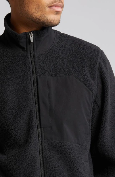 Shop Zella High Pile Fleece Jacket In Black