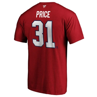 Shop Fanatics Branded Carey Price Red Montreal Canadiens Team Authentic Stack Name & Number T-shirt
