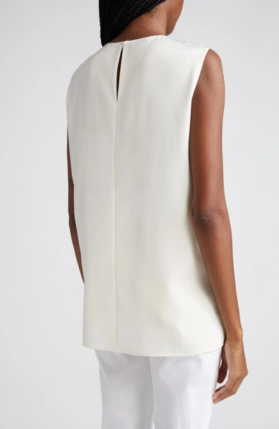 Shop Lafayette 148 Adela Sleeveless Stretch Silk Blouse In Cloud