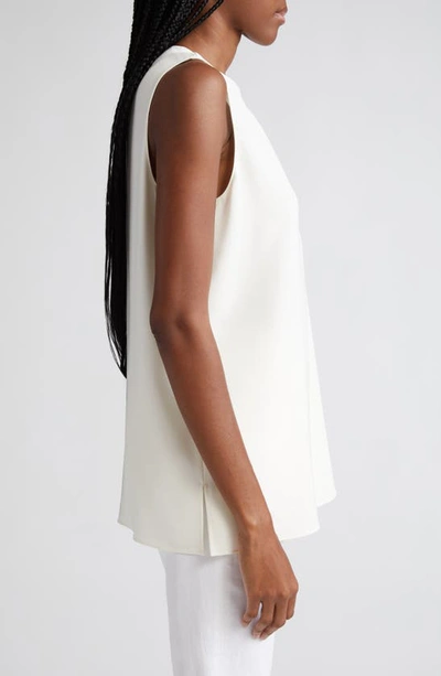 Lafayette 148 Adela Sleeveless Stretch Silk Blouse In Cloud