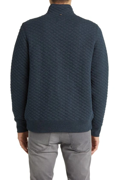 Billy Reid Diamond Quilt Half Zip Sweatshirt In Carbon Blue In Blue