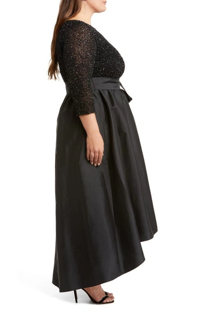 Shop Pisarro Nights Sequin Bodice Taffeta Gown In Black