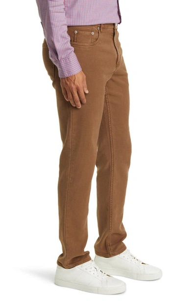Shop Faherty Stretch Terry Slim Straight Leg Five-pocket Pants In Bark Brown