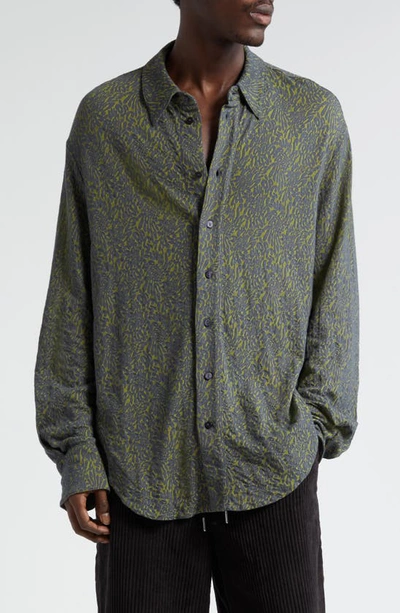Shop Eckhaus Latta Who's Paying For All This Shrunken Cotton Blend Button-up Shirt In Cash