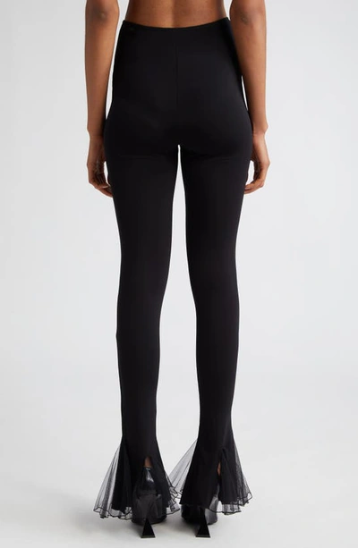 Shop Nensi Dojaka Tulle Inset Fitted Jersey Flare Trousers In Black