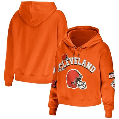 Shop Wear By Erin Andrews Orange Cleveland Browns Plus Size Modest Cropped Pullover Hoodie