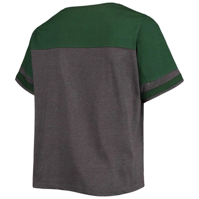 Shop Profile Heathered Charcoal/green Oakland Athletics Plus Size Colorblock T-shirt In Heather Charcoal