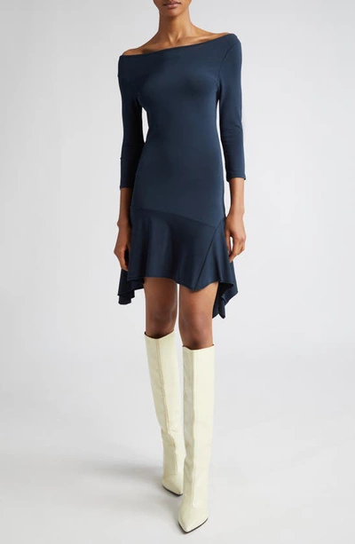 Shop Paloma Wool Benito Asymmetric Minidress In Dark Navy