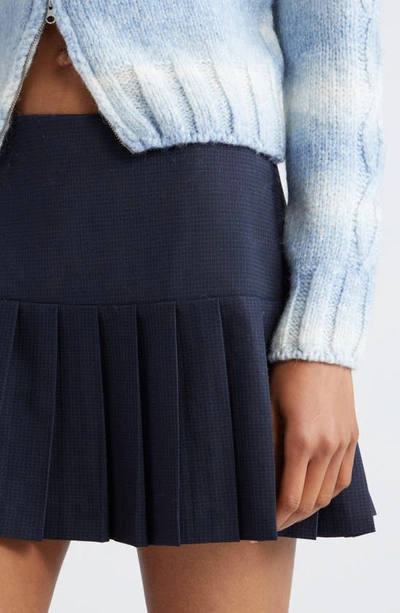 Shop Paloma Wool Araceli Pleated Wool Blend Miniskirt In Dark Navy