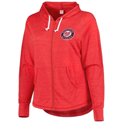 Shop Soft As A Grape Red Washington Nationals Plus Size Full-zip Lightweight Hoodie Top