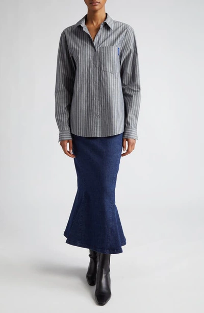 Shop Paloma Wool Emanuel Flared Denim Maxi Skirt In Dark Denim