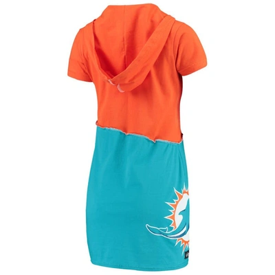 Shop Refried Apparel Orange/aqua Miami Dolphins Sustainable Hooded Mini Dress
