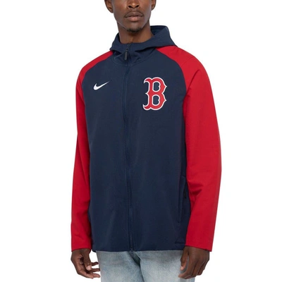 Shop Nike Navy/red Boston Red Sox Authentic Collection Performance Raglan Full-zip Hoodie