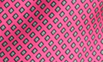 Vineyard Vines Print Silk Blend Ruffle Collar Popover Top In Diamond Border -pink