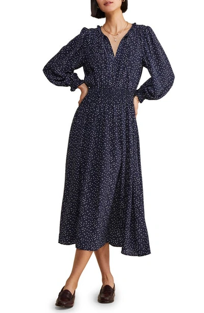 Shop Vineyard Vines Long Sleeve Maxi Dress In Scattered Dot - Navy