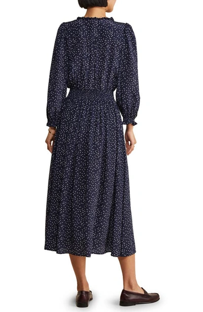 Shop Vineyard Vines Long Sleeve Maxi Dress In Scattered Dot - Navy