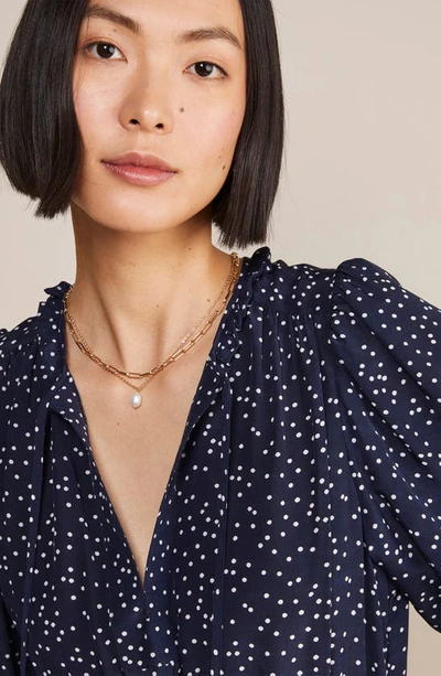Vineyard Vines Scattered Dot Long Sleeve Maxi Dress In Scattered Dot - Navy