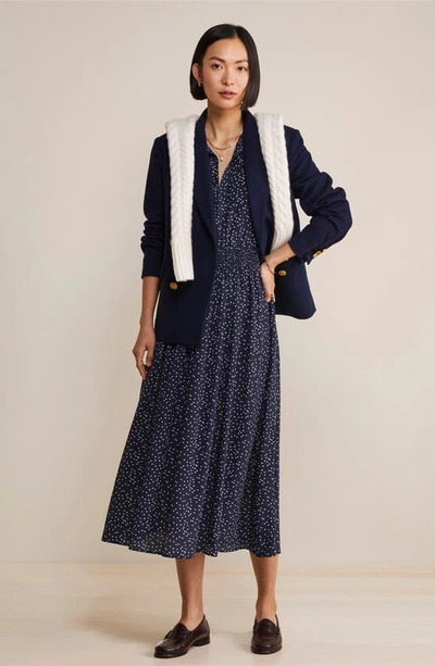 Shop Vineyard Vines Long Sleeve Maxi Dress In Scattered Dot - Navy