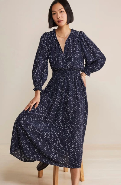 Shop Vineyard Vines Long Sleeve Maxi Dress In Scattered Dot - Navy