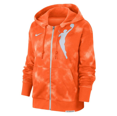 Shop Nike Orange Wnba Logowoman Team 13 Tie-dye Performance Full-zip Hoodie