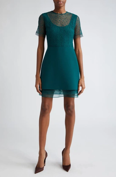 Shop Jason Wu Collection Layered Corded Lace Dress In Seagreen