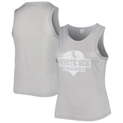 Soft As A Grape Gray Chicago White Sox Plus Size High Neck Tri-blend Tank Top In Gray